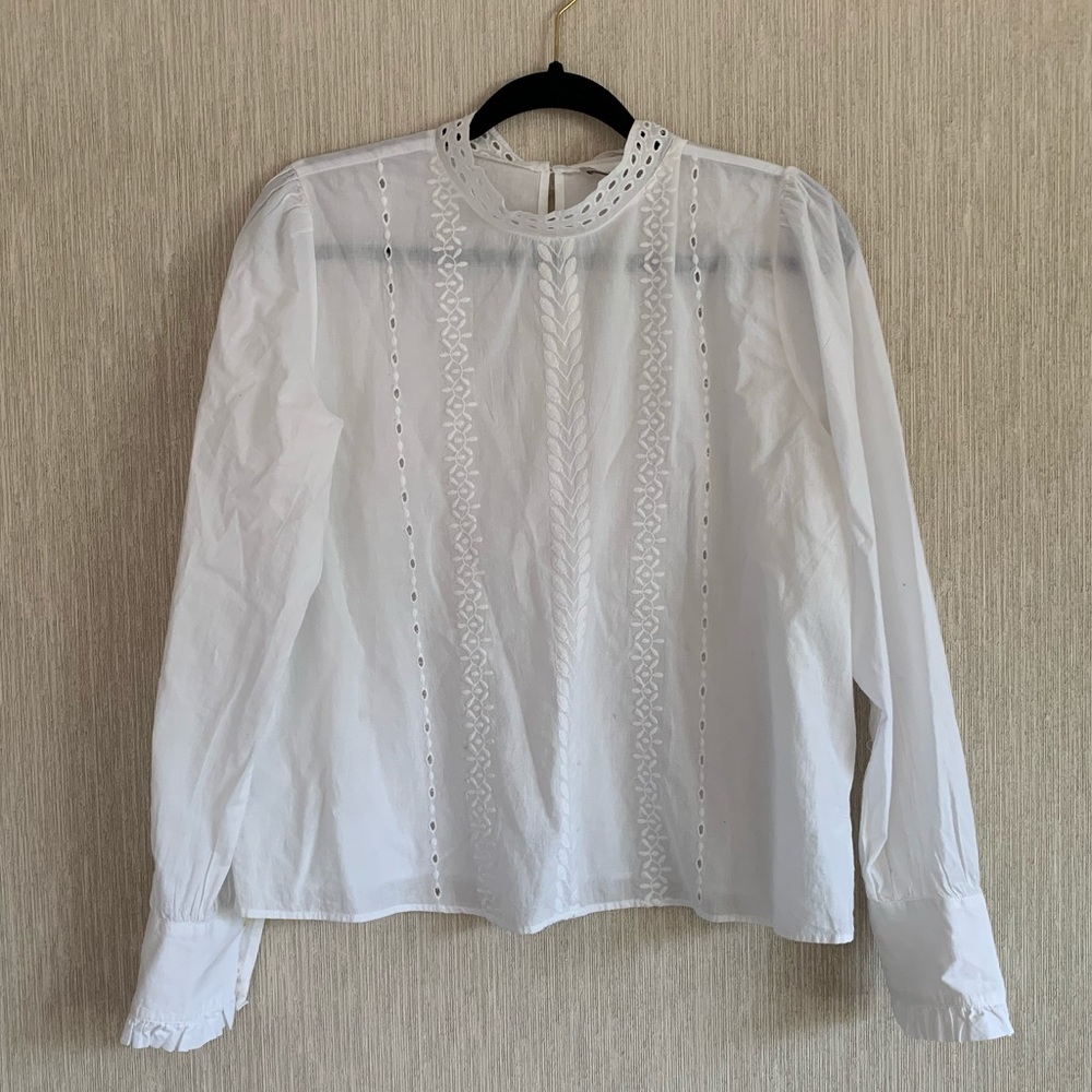 Loft Size Medium White Linen Blouse